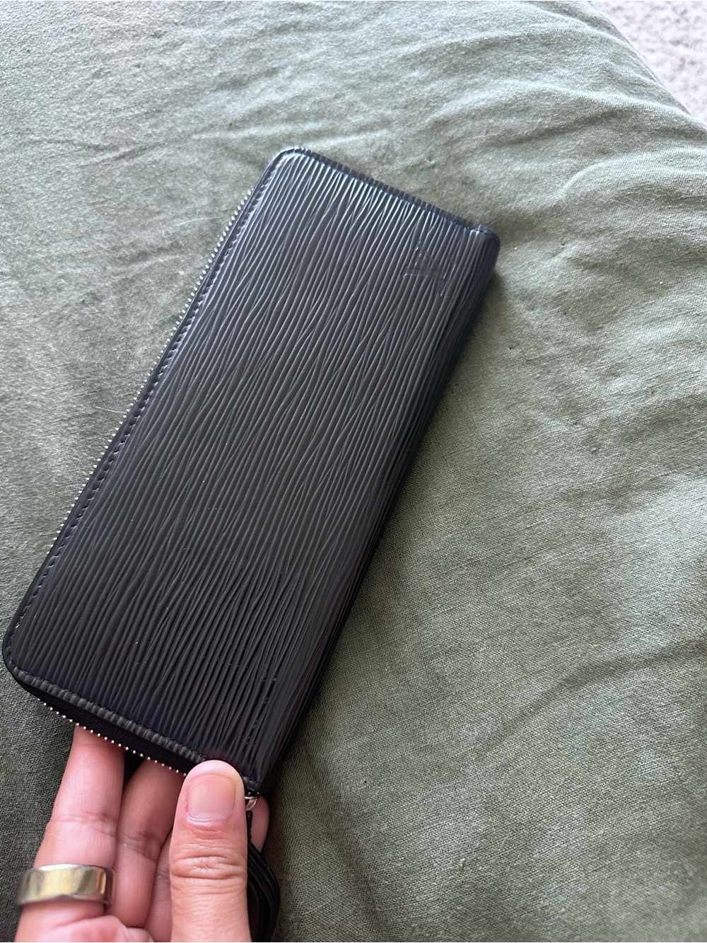 Louis Vuitton Black Textured Card Wallet